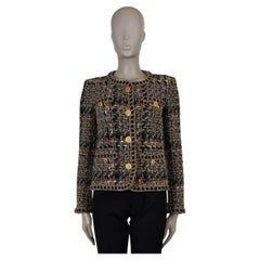 CHANEL brown navy beige wool mohair 16A ROME TWEED Jacket 38 S