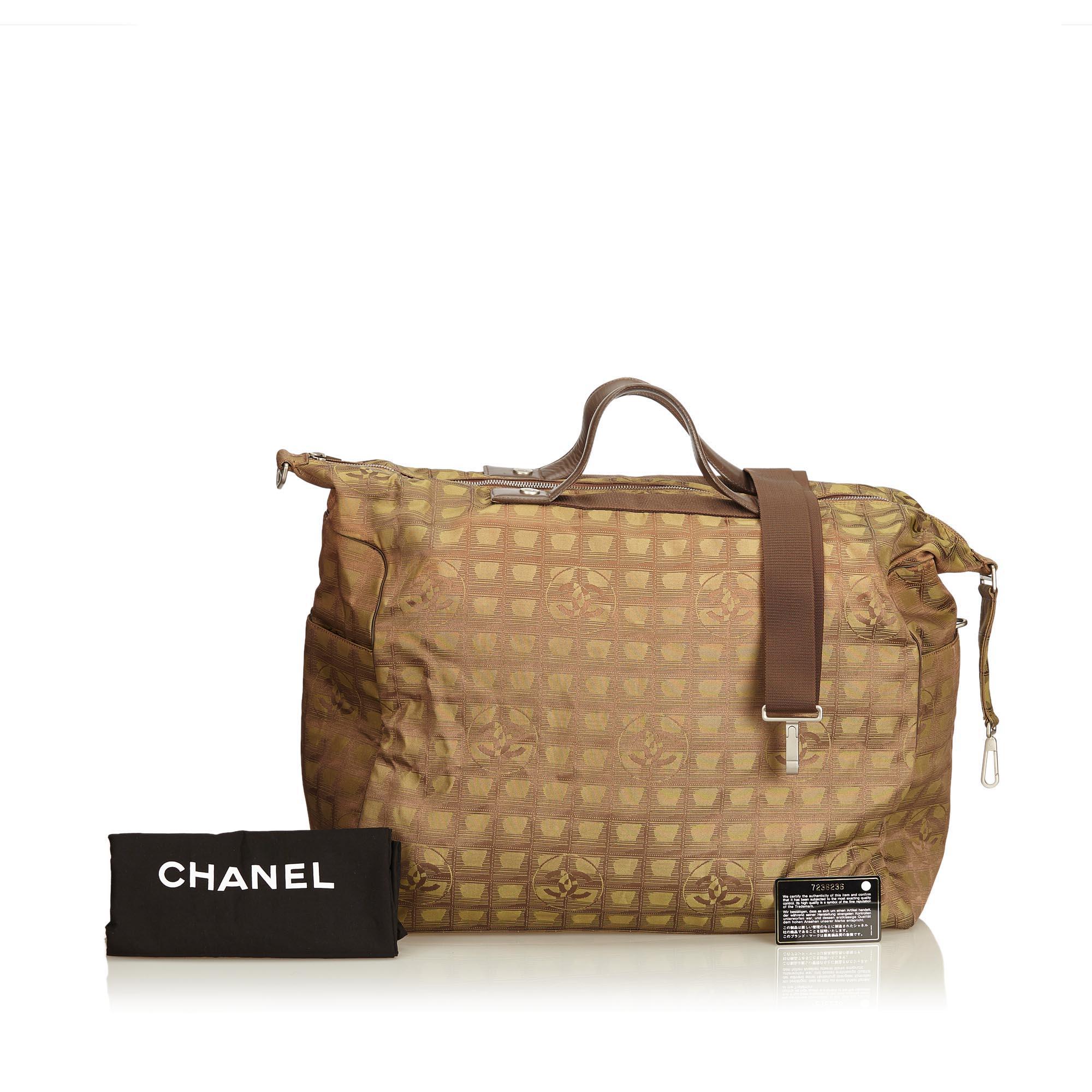 Chanel Brown New Travel Line Jacquard Bag For Sale 4