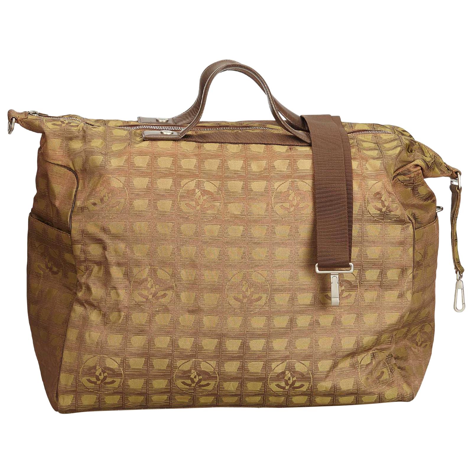 Chanel Brown New Travel Line Jacquard Bag For Sale