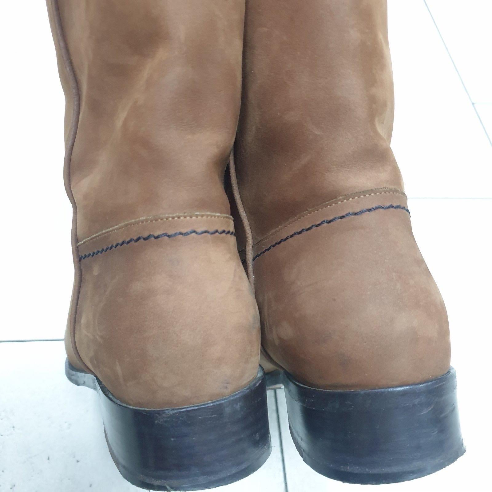Chanel Brown Nubuck Leather CC Cowboy Flat Boots  9