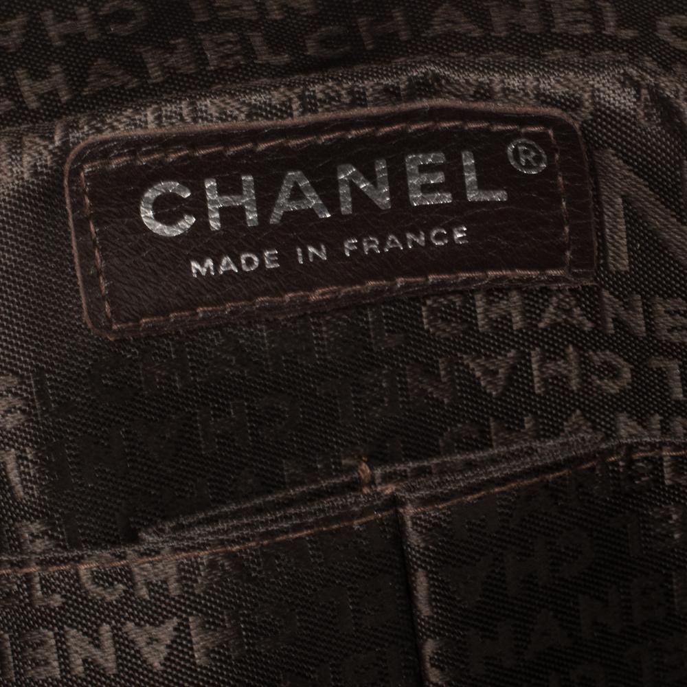Chanel Brown Nylon Chocolate Bar East West Flap Bag 3