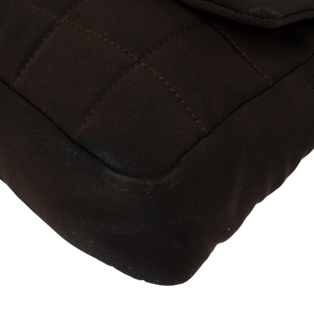 Black Chanel Brown Nylon Chocolate Bar East West Flap Bag
