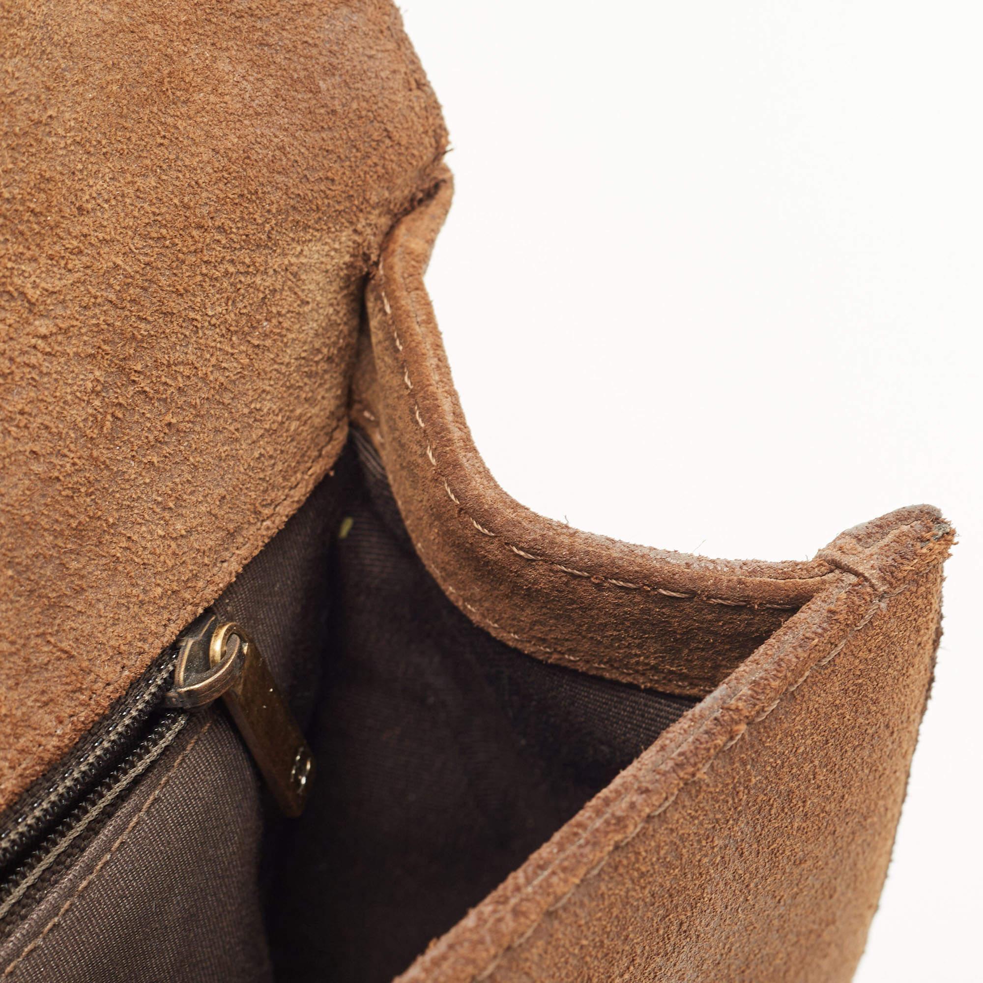 Chanel Brown/Olive Green Quilted Leather Large Paris-Edinburgh Boy Bag en vente 9