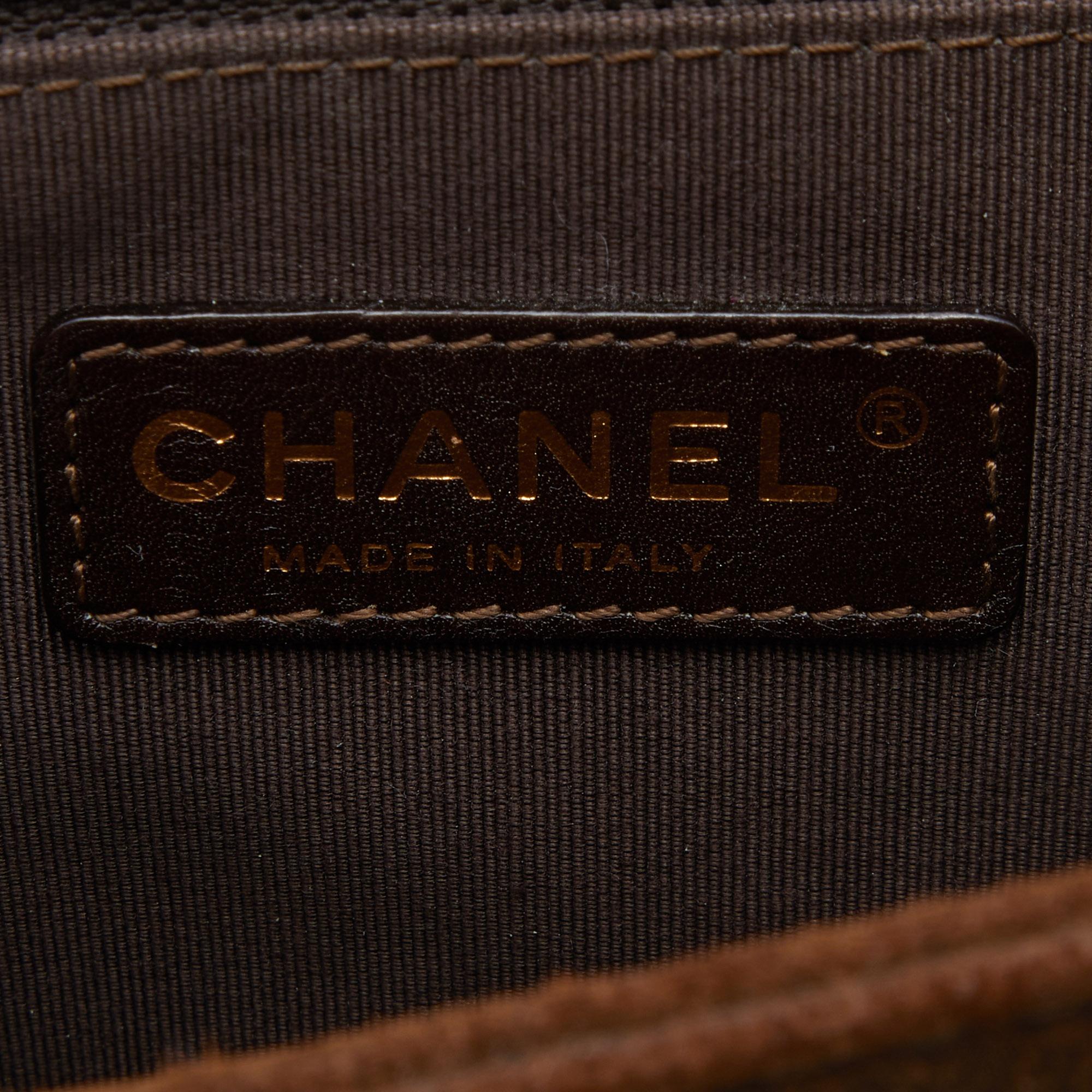 Chanel Brown/Olive Green Quilted Leather Paris-Edinburgh Large Boy Bag 7
