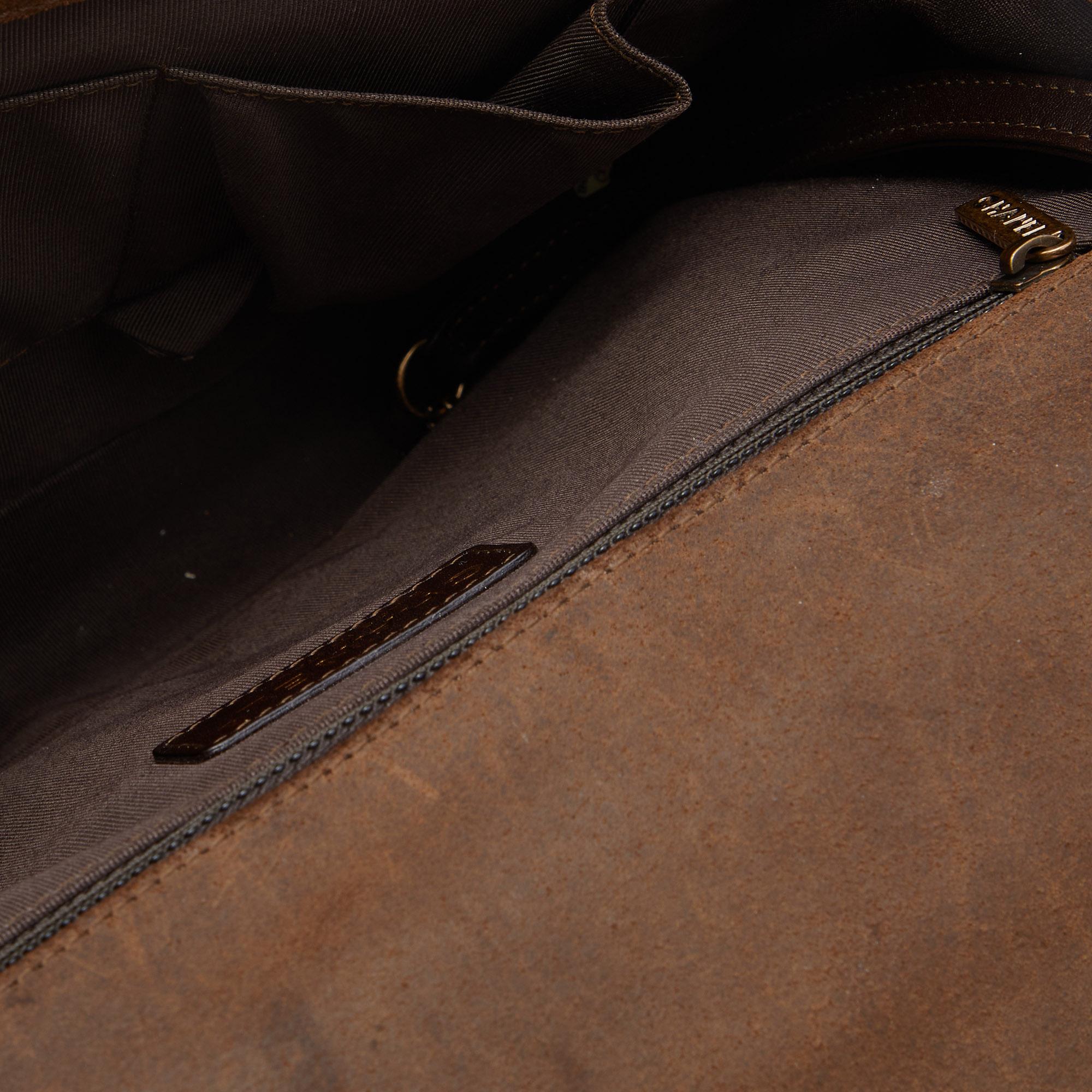 Chanel Brown/Olive Green Quilted Leather Paris-Edinburgh Large Boy Bag 8