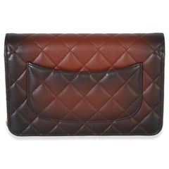 Chanel Brown Ombre Quilted Lambskin Classic Wallet On Chain
