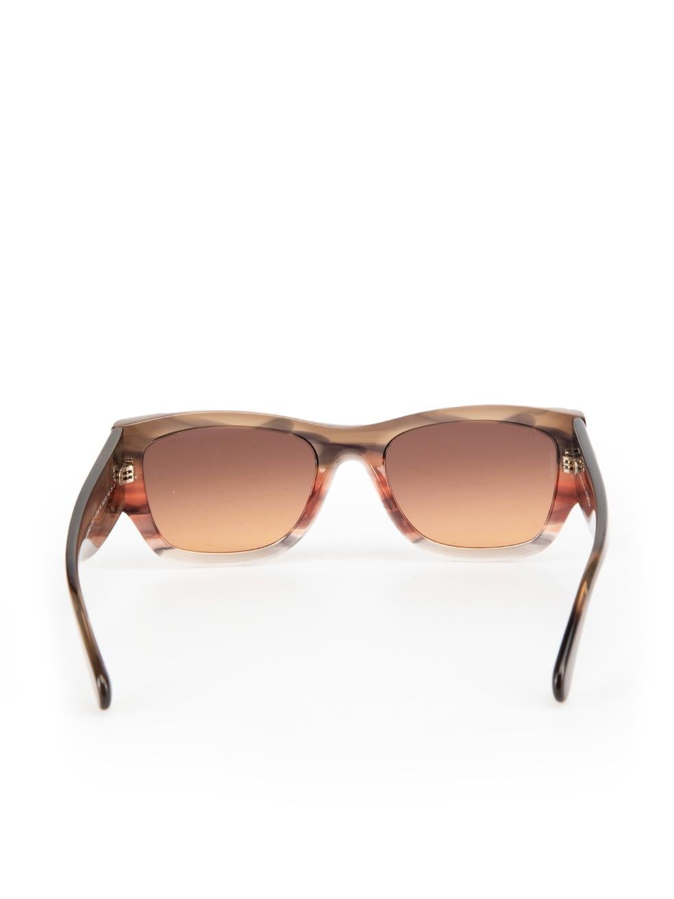 Women's Chanel Brown & Orange Rectangle Sunglasses For Sale