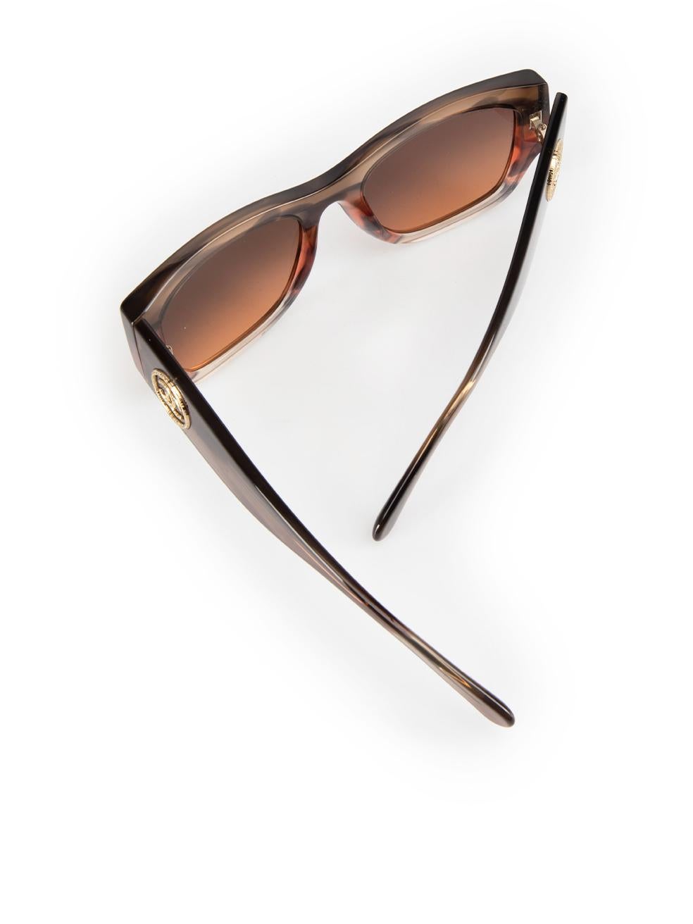 Chanel Brown & Orange Rectangle Sunglasses For Sale 3