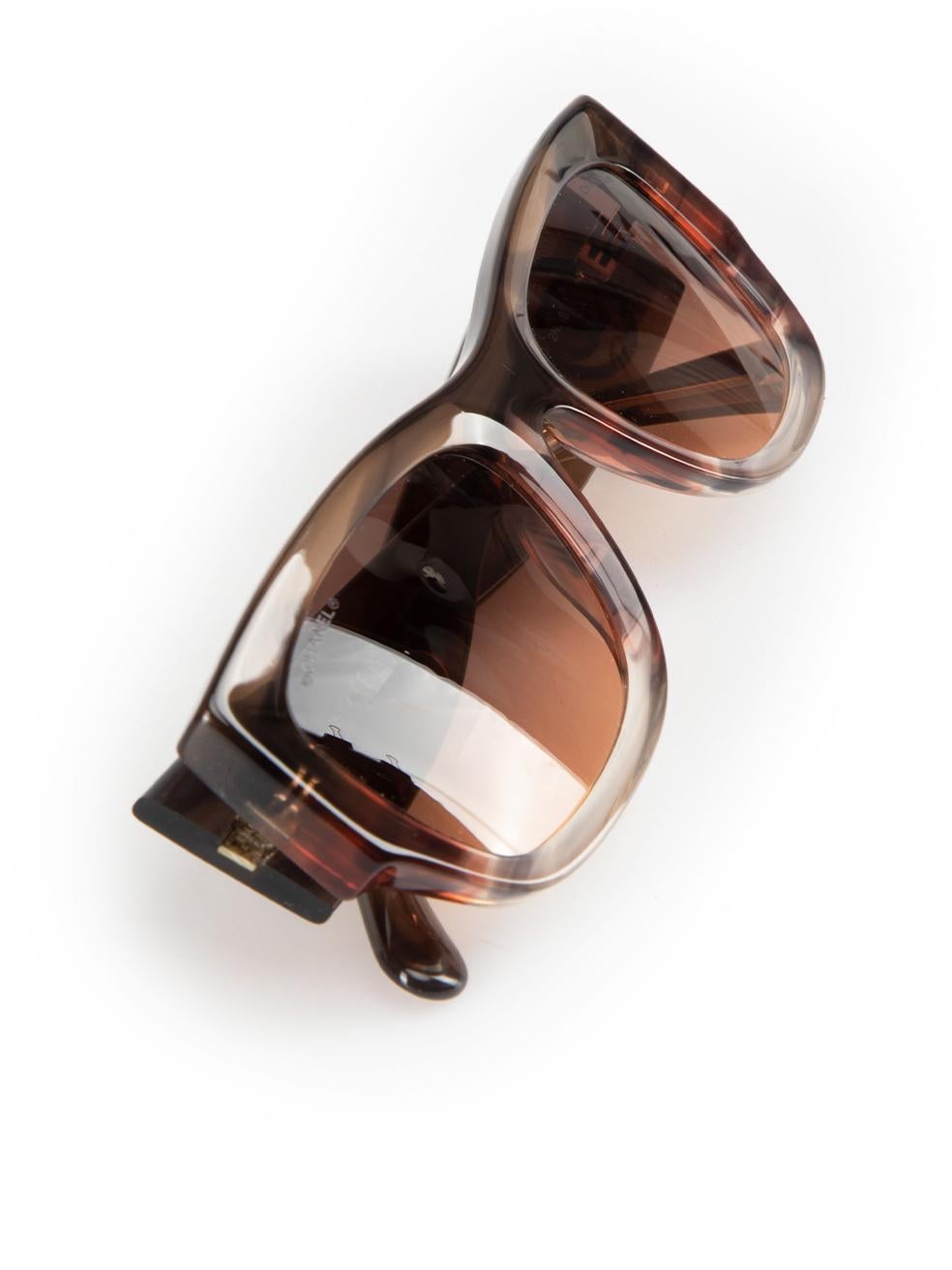 Chanel Brown & Orange Rectangle Sunglasses For Sale 4