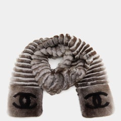 Chanel Brown Orylag Fur & Cashmere CC Stole