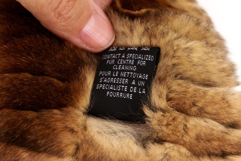 Chanel Brown Orylag Striped Rabbit Fur Scarf For Sale at 1stDibs