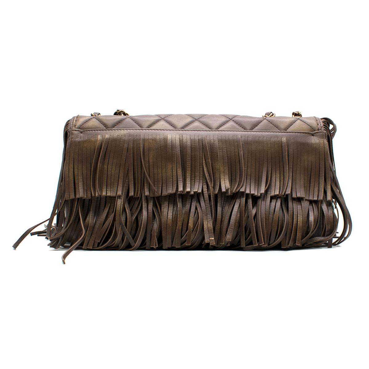 Black Chanel Brown Paris-Dallas Fringe Flap Bag Size 8