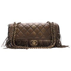 Chanel Brown Paris-Dallas Fringe Flap Bag Size 8