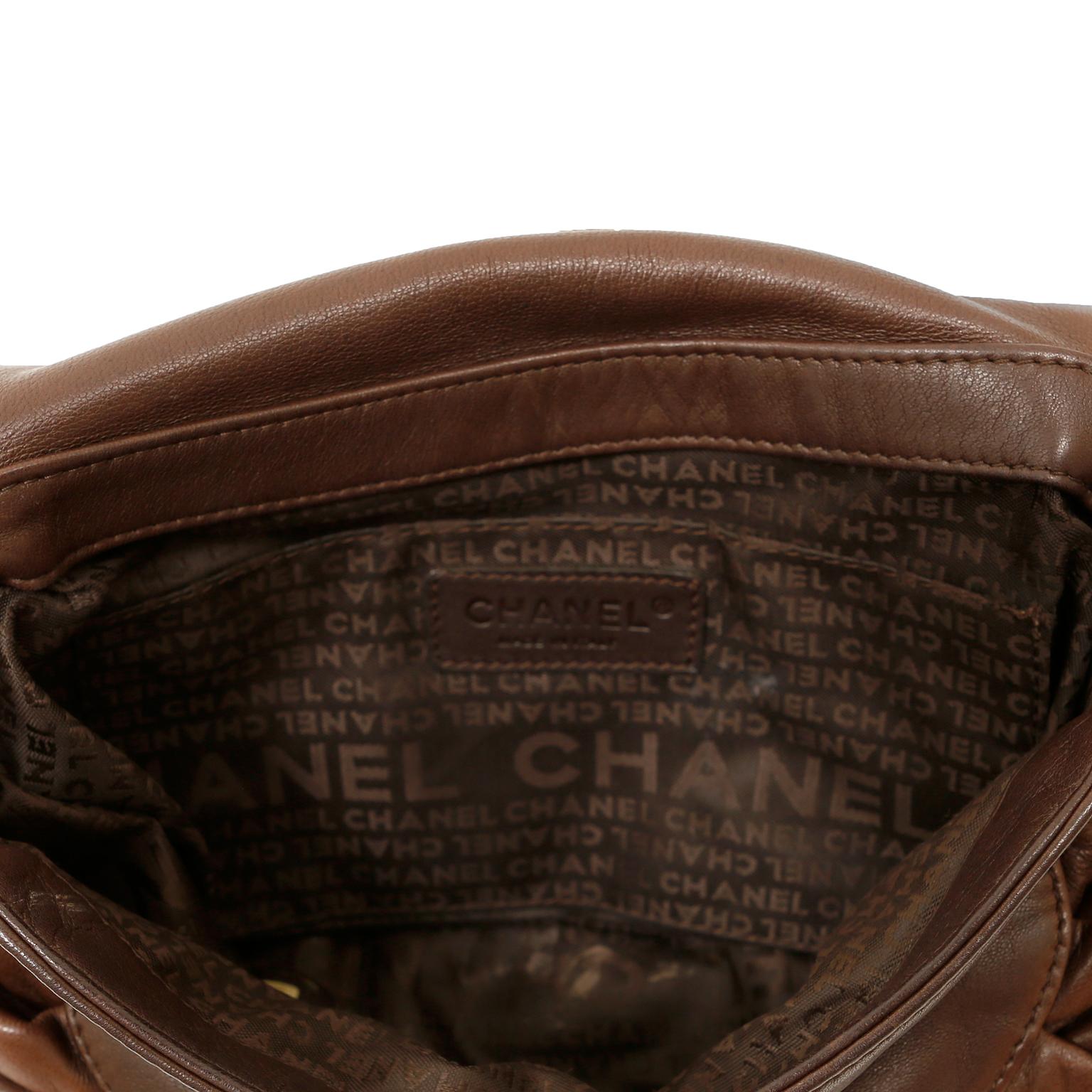 Women's Chanel Brown Pleated Lambskin Flap Bag