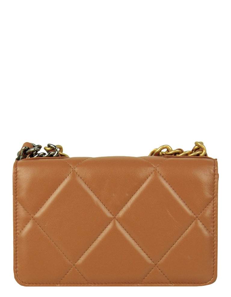 Wallet on chain double c leather crossbody bag Chanel Brown in Leather -  21622057