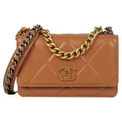 Chanel Brown Quilted 19 Wallet On Chain WOC Crossbody Bag