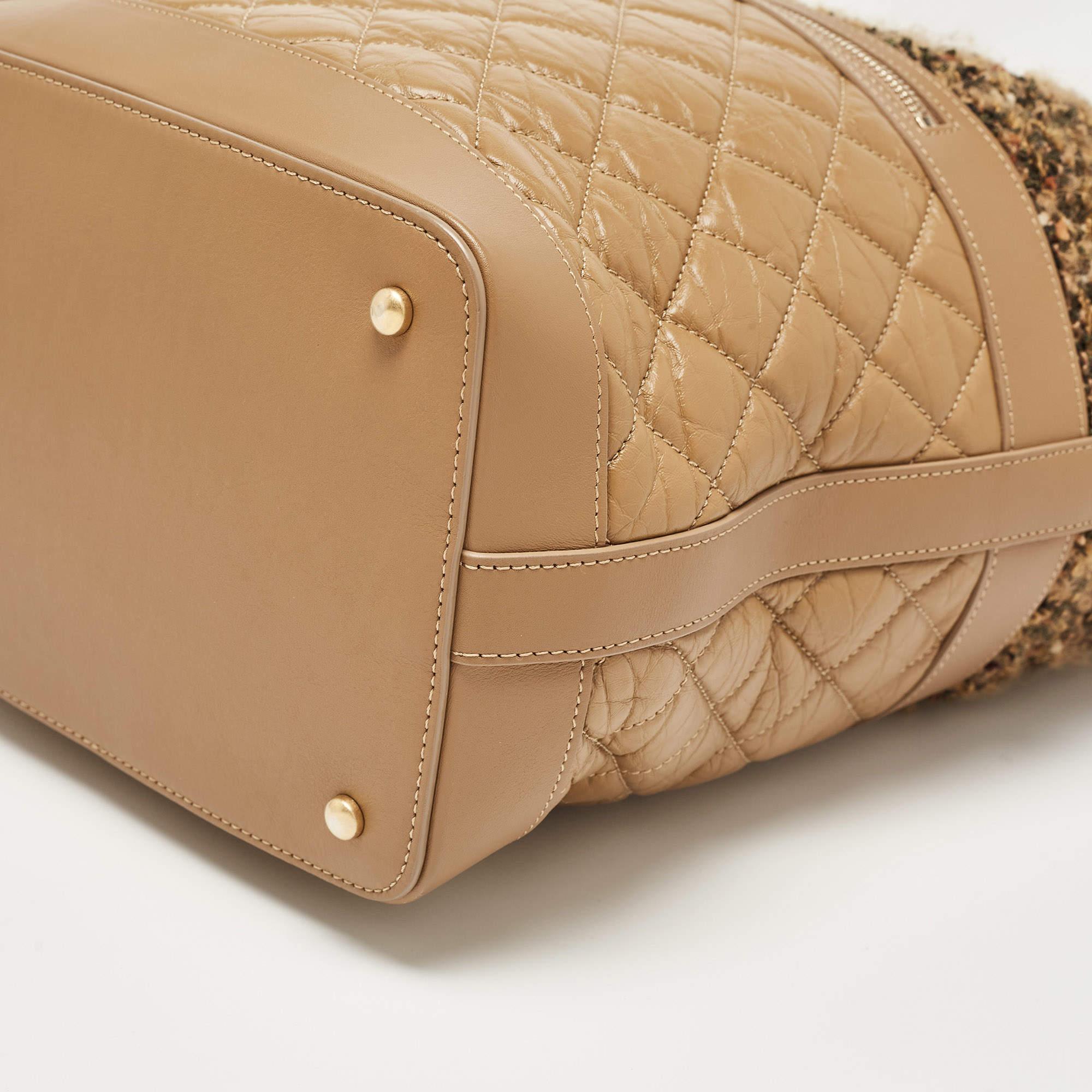 Chanel Brown Quilted Aged Leather and Tweed Large Casual Hobo 3