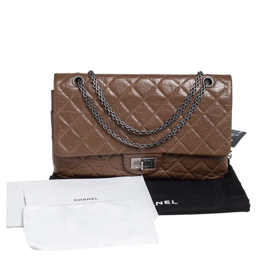 Chanel Braun Gestepptes Gealtertes Leder Reissue 2.55 Klassisch 227 Klappe Tasche 9