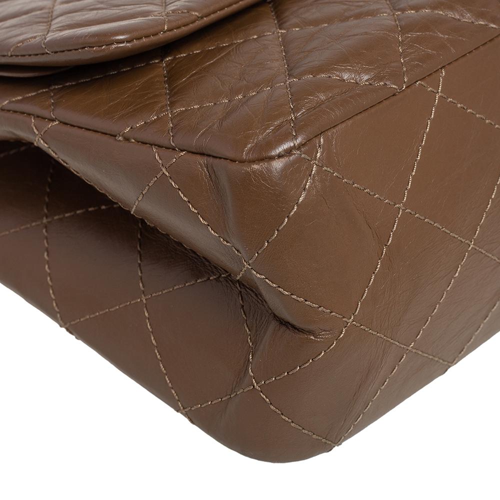 Chanel Braun Gestepptes Gealtertes Leder Reissue 2.55 Klassisch 227 Klappe Tasche 13