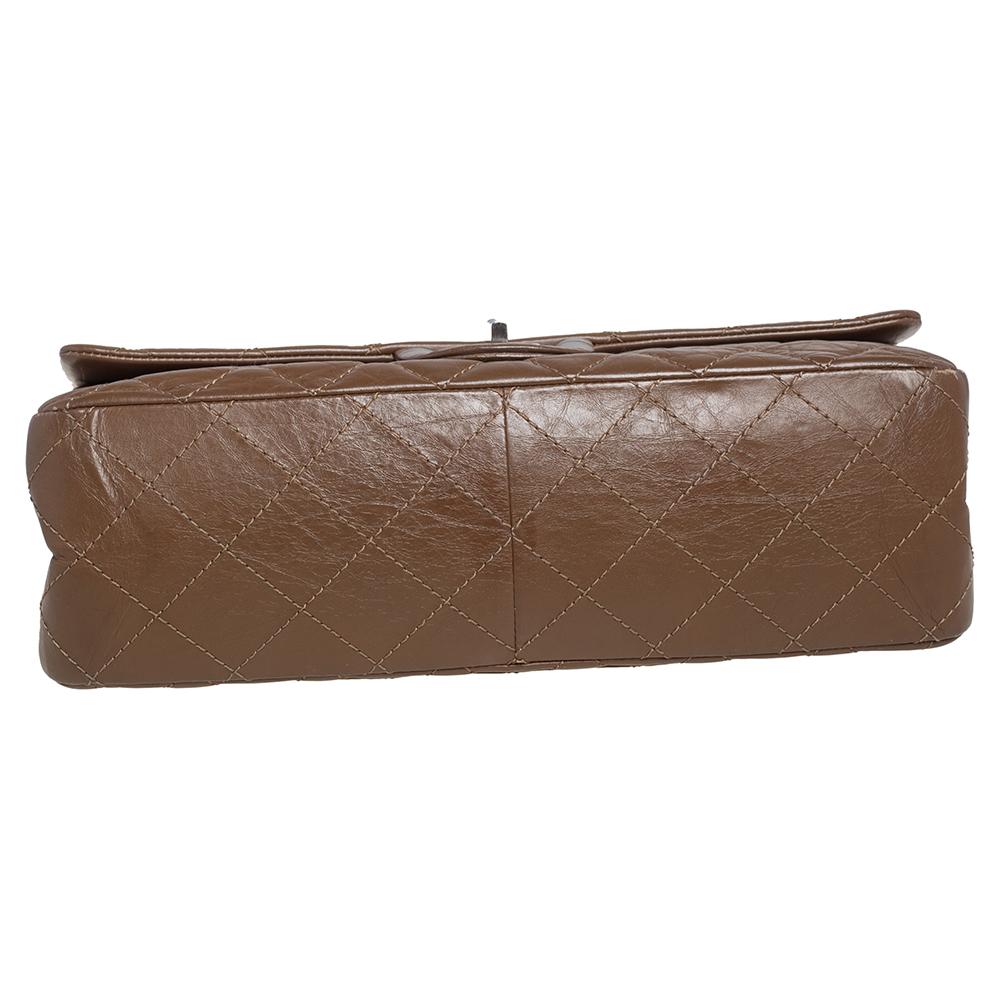 Chanel Braun Gestepptes Gealtertes Leder Reissue 2.55 Klassisch 227 Klappe Tasche 2