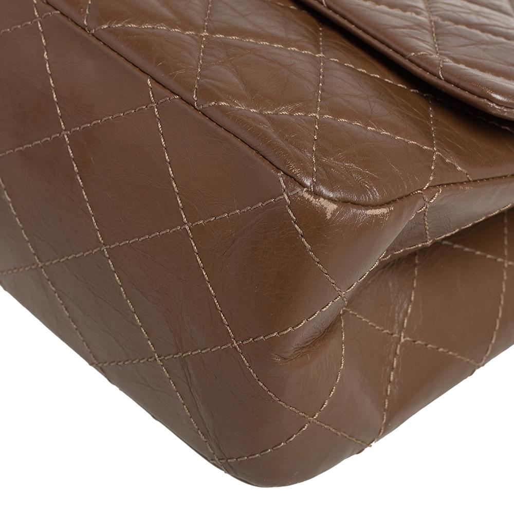 Chanel Braun Gestepptes Gealtertes Leder Reissue 2.55 Klassisch 227 Klappe Tasche 3