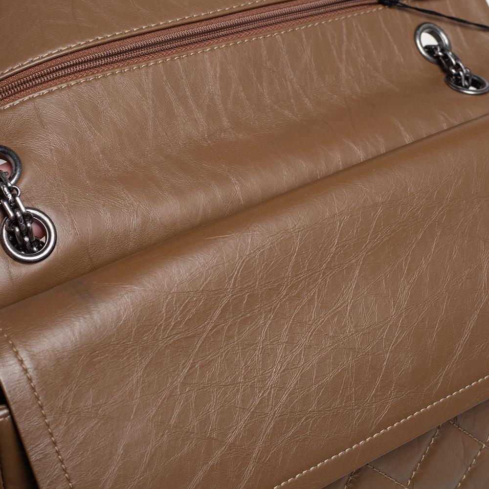 Chanel Braun Gestepptes Gealtertes Leder Reissue 2.55 Klassisch 227 Klappe Tasche 5