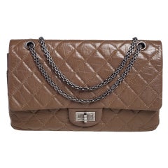 Chanel Braun Gestepptes Gealtertes Leder Reissue 2.55 Klassisch 227 Klappe Tasche
