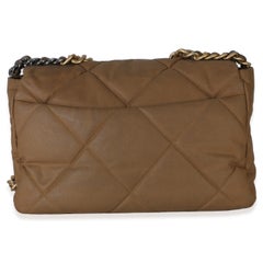 Chanel Brown Quilted Canvas Large Chanel 19 Flap Bag