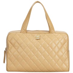 Chanel Brown Quilted Caviar Boston Bag