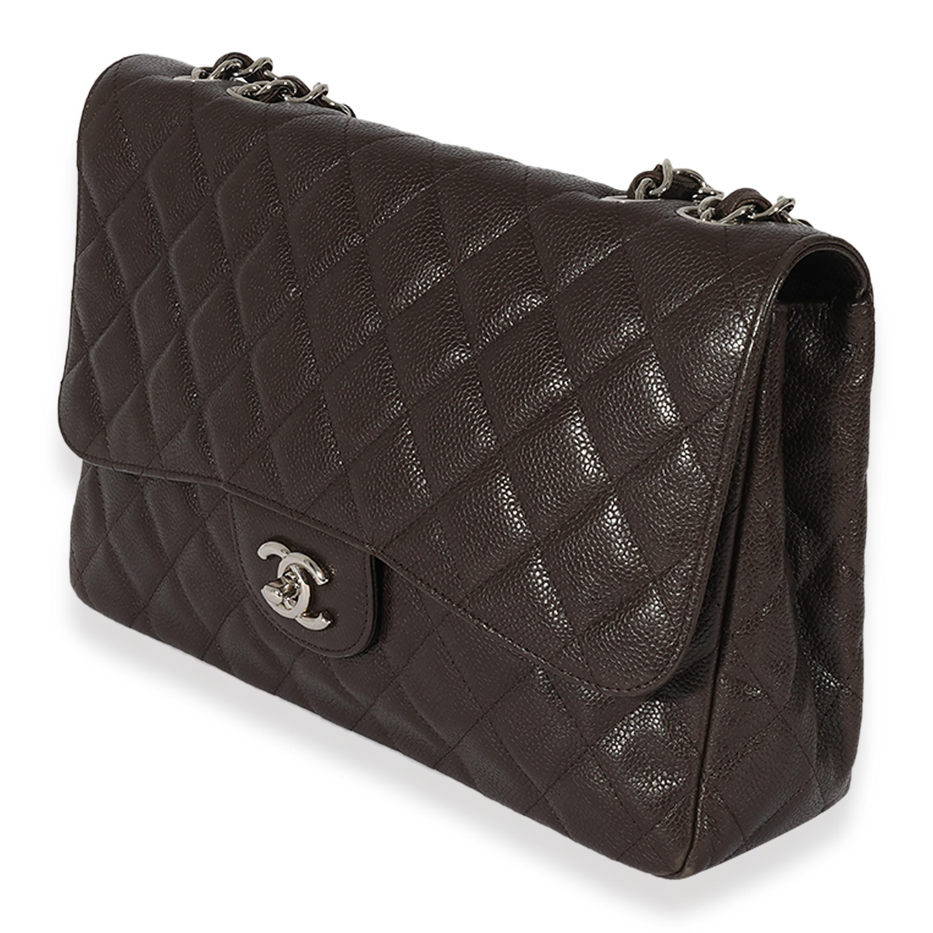 Women's Chanel Brown Quilted Caviar Jumbo Single Flap Bag