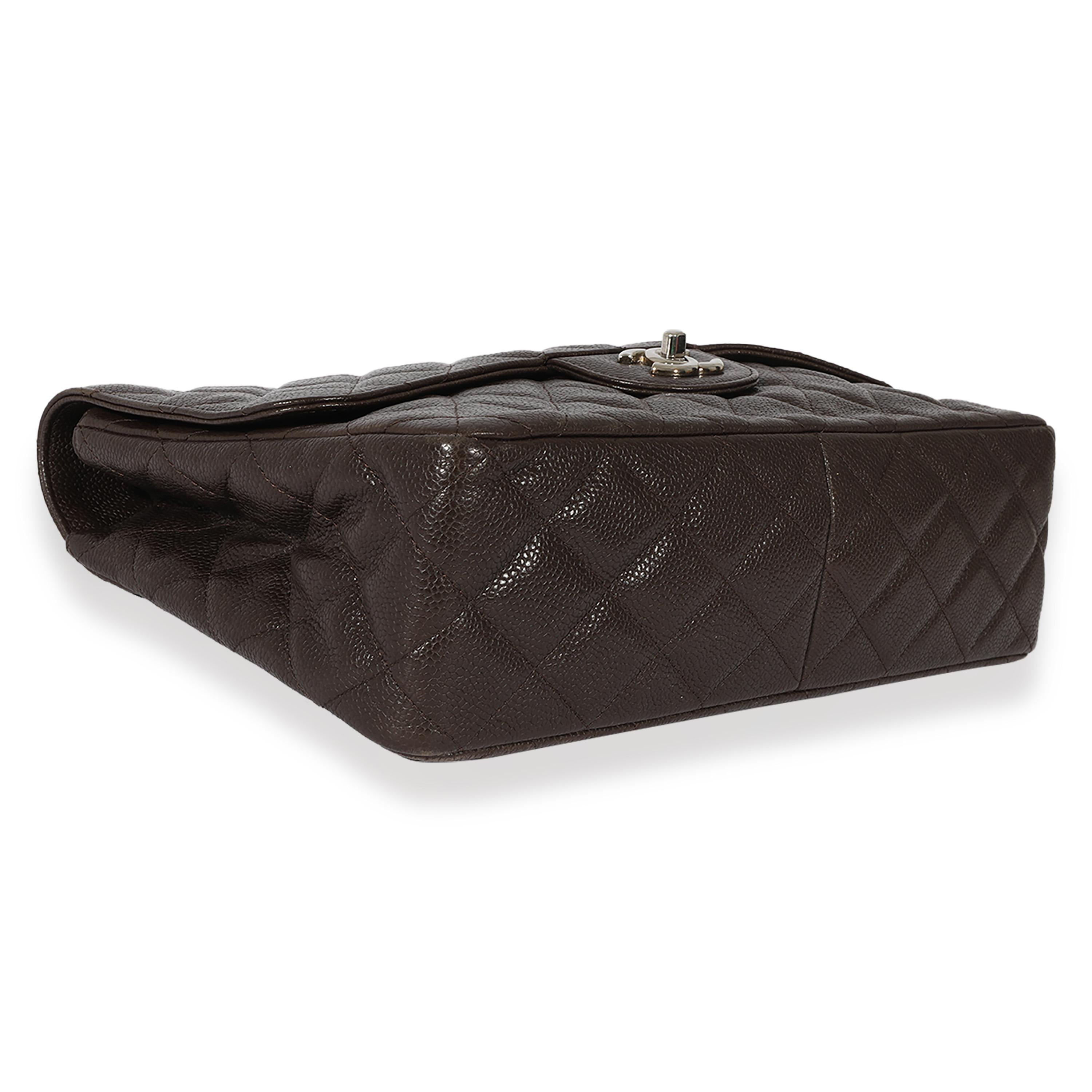 Chanel Brown Quilted Caviar Jumbo Single Flap Bag 2