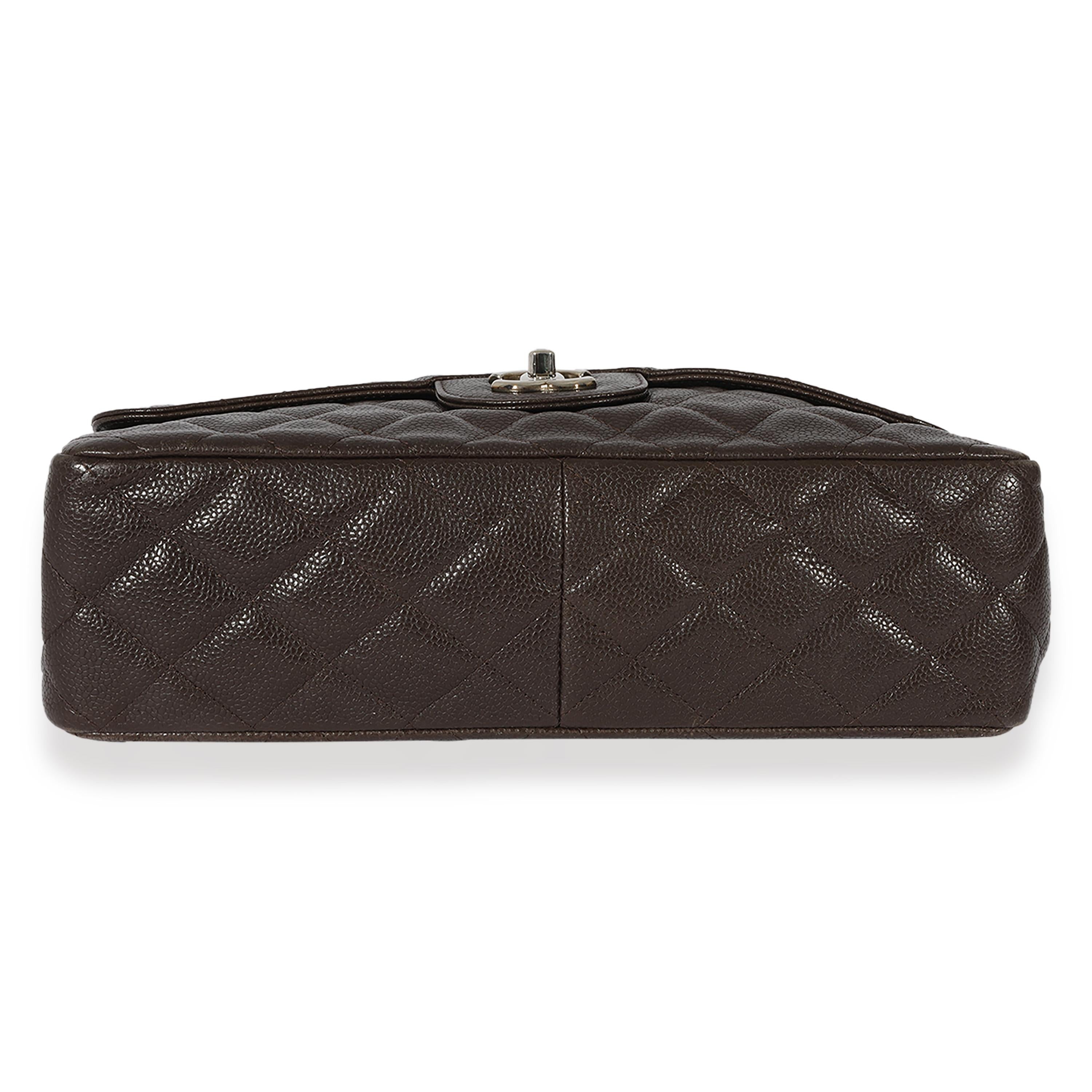Chanel Brown Quilted Caviar Jumbo Single Flap Bag 3
