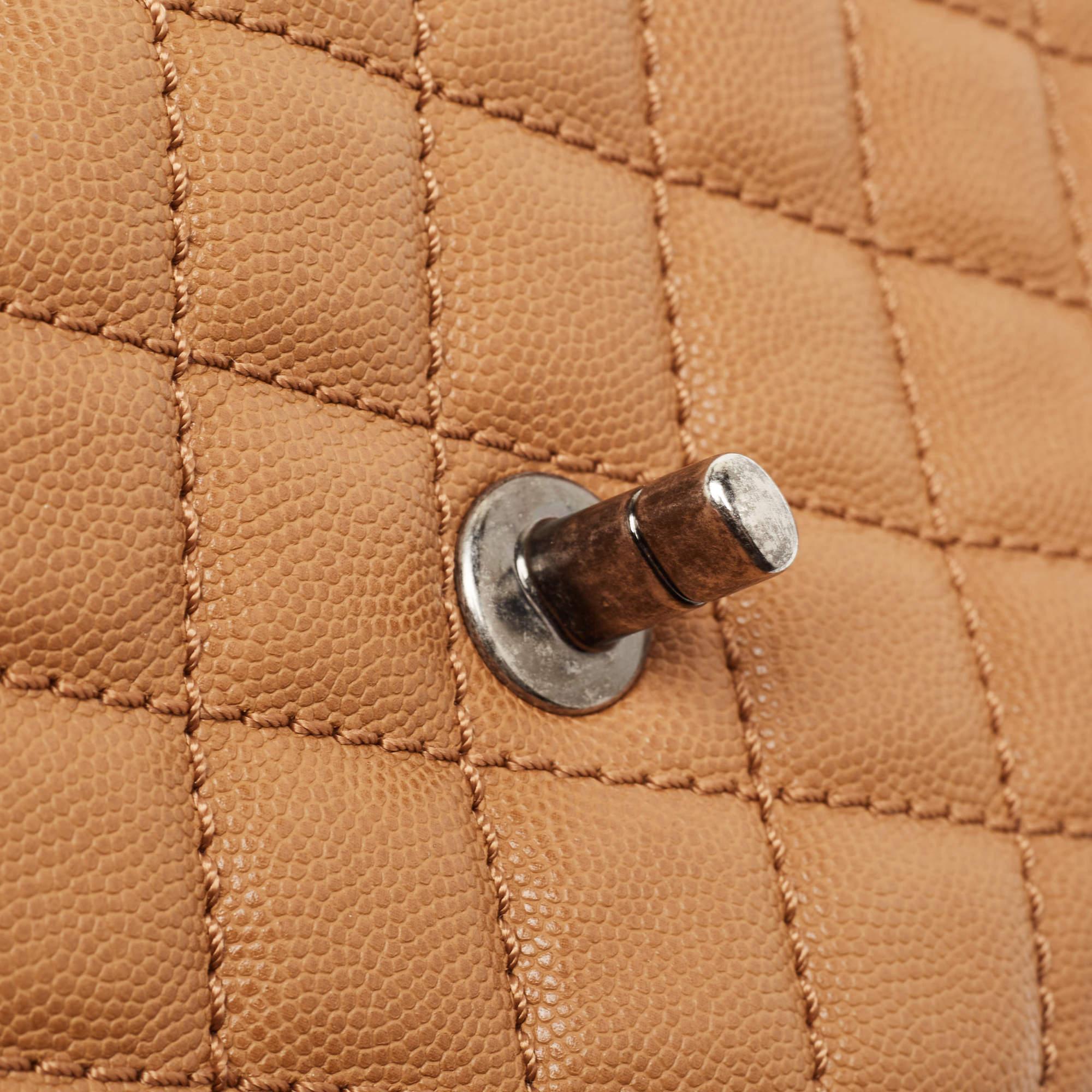 Chanel Brown Quilted Caviar Leather Mini Coco Top Handle Bag 4