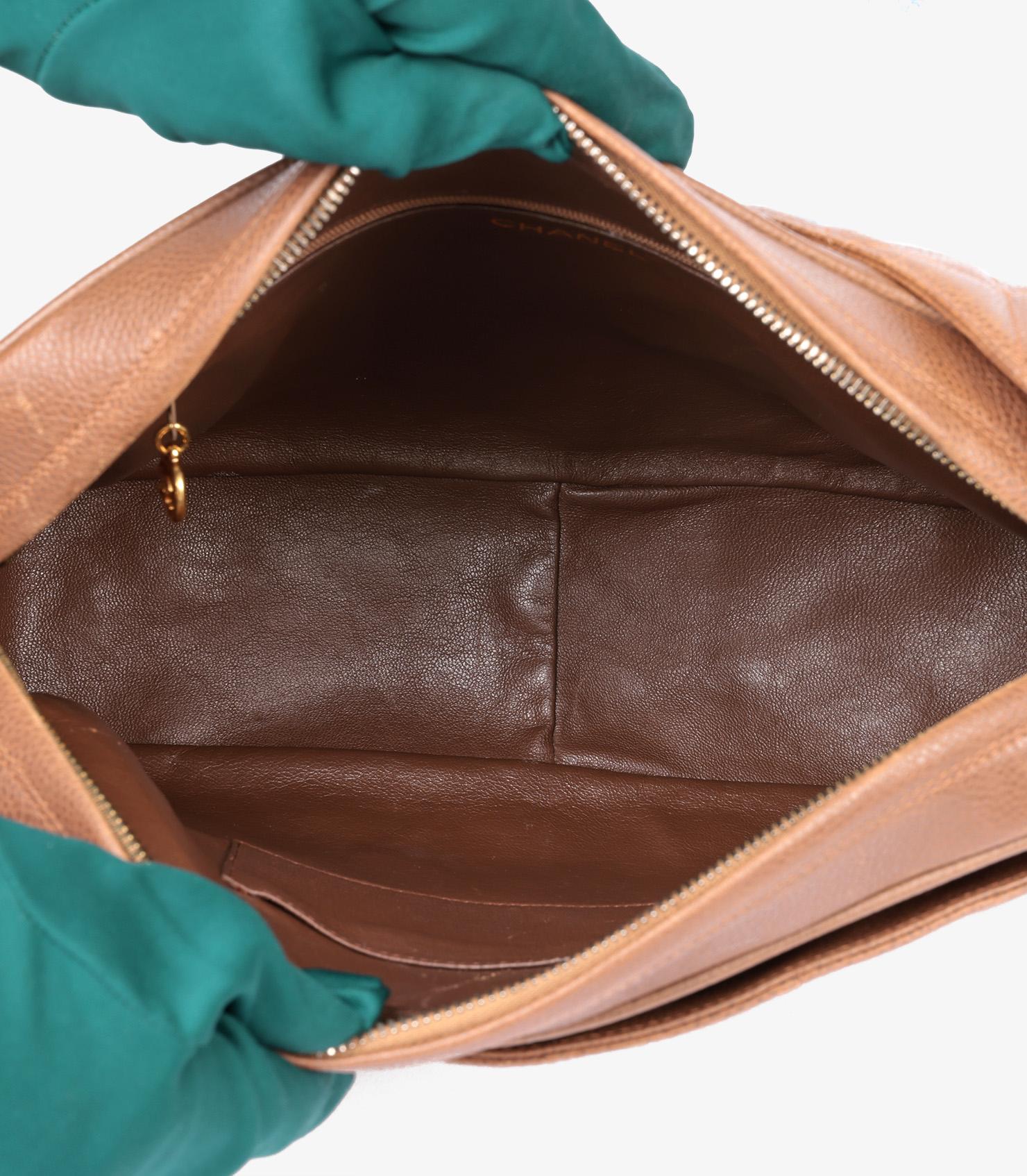 Chanel Brown Quilted Caviar Leather Vintage Timeless Camera Bag For Sale 6