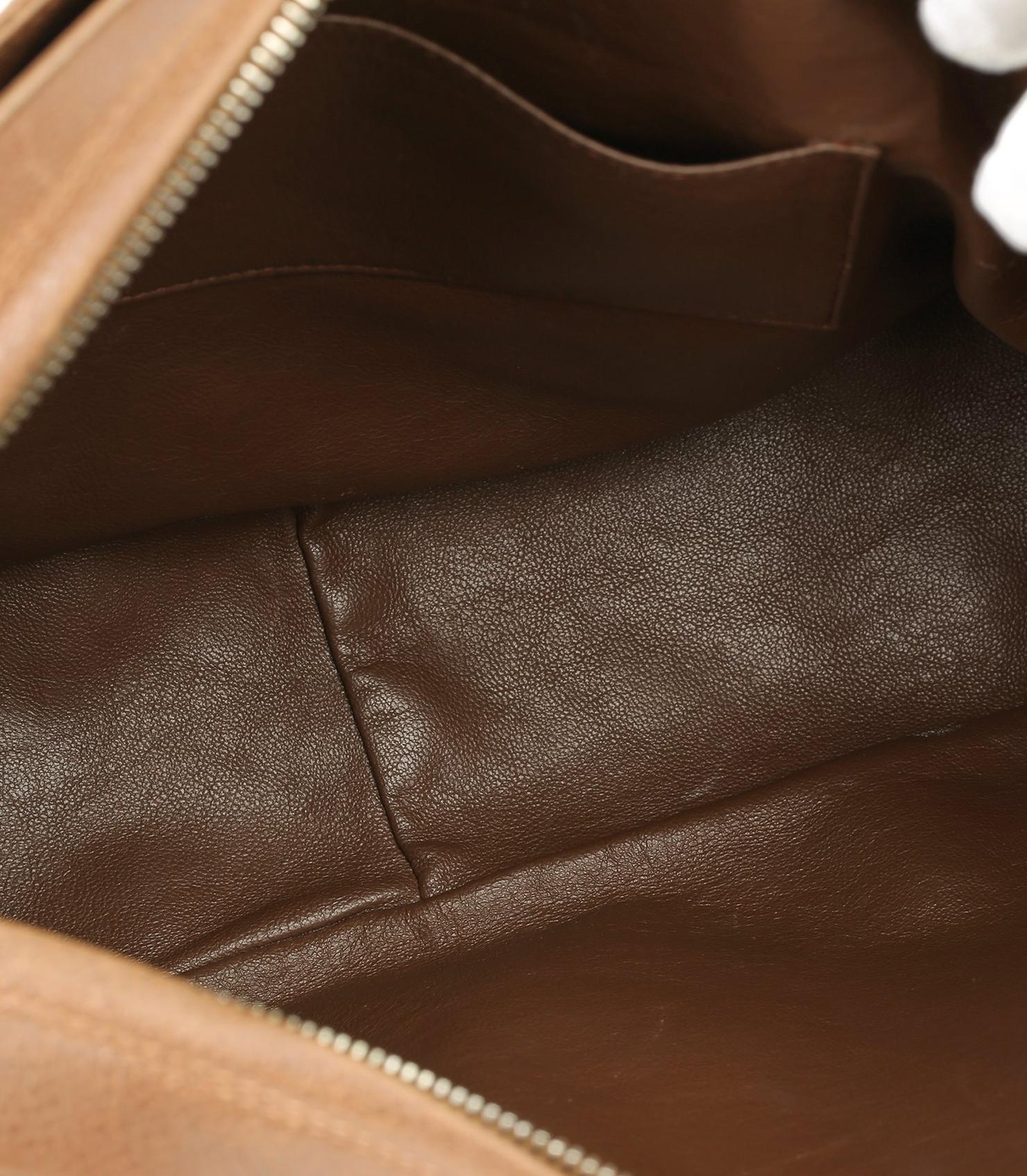 Chanel Brown Quilted Caviar Leather Vintage Timeless Camera Bag For Sale 8