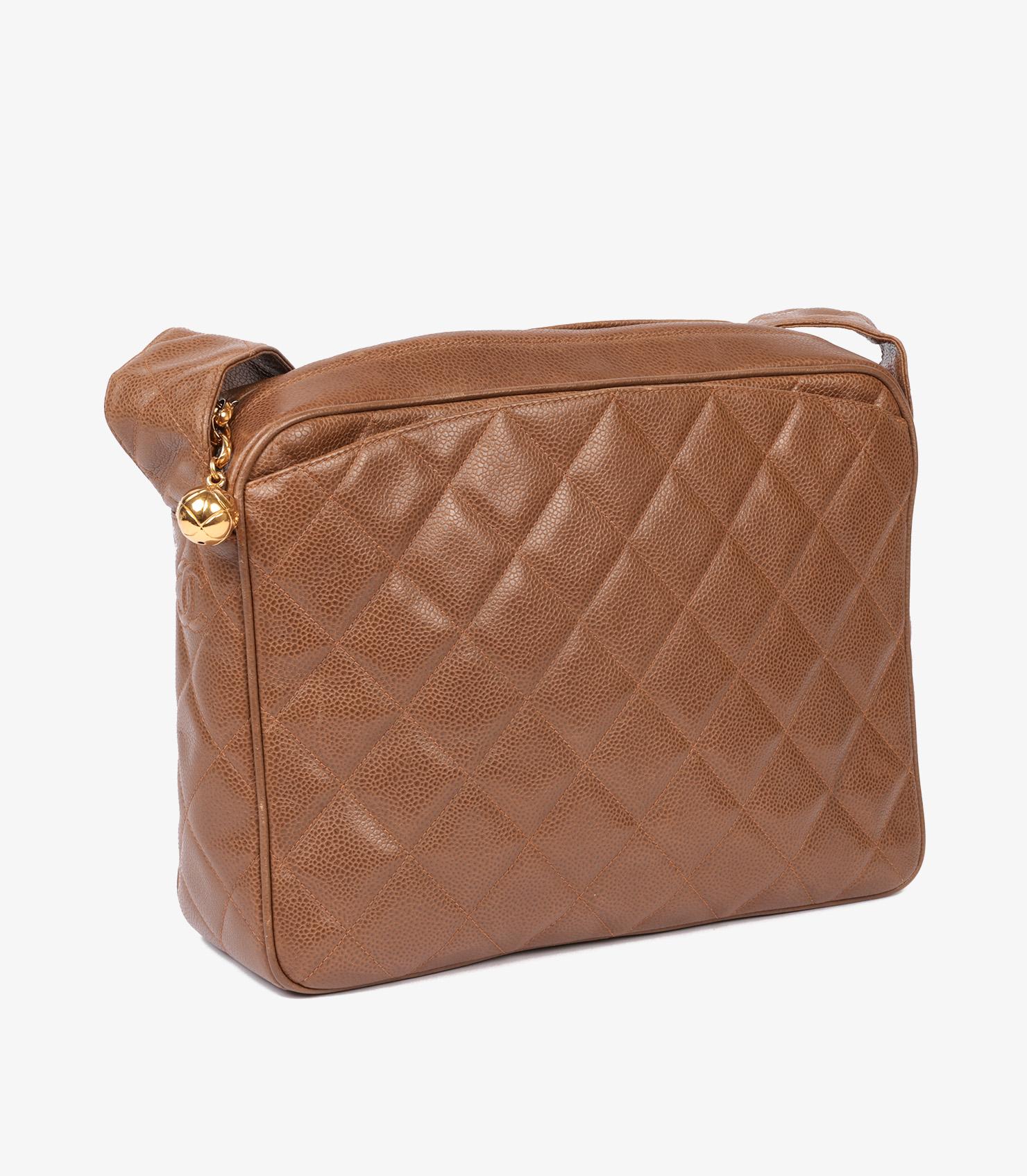 Chanel Brown Quilted Caviar Leather Vintage Timeless Camera Bag In Excellent Condition For Sale In Bishop's Stortford, Hertfordshire