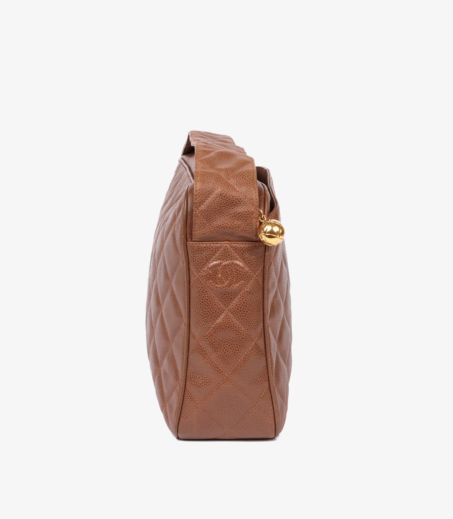 Women's or Men's Chanel Brown Quilted Caviar Leather Vintage Timeless Camera Bag