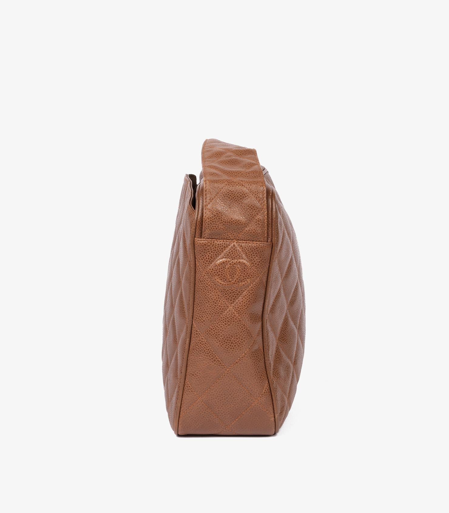 Chanel Brown Quilted Caviar Leather Vintage Timeless Camera Bag For Sale 1