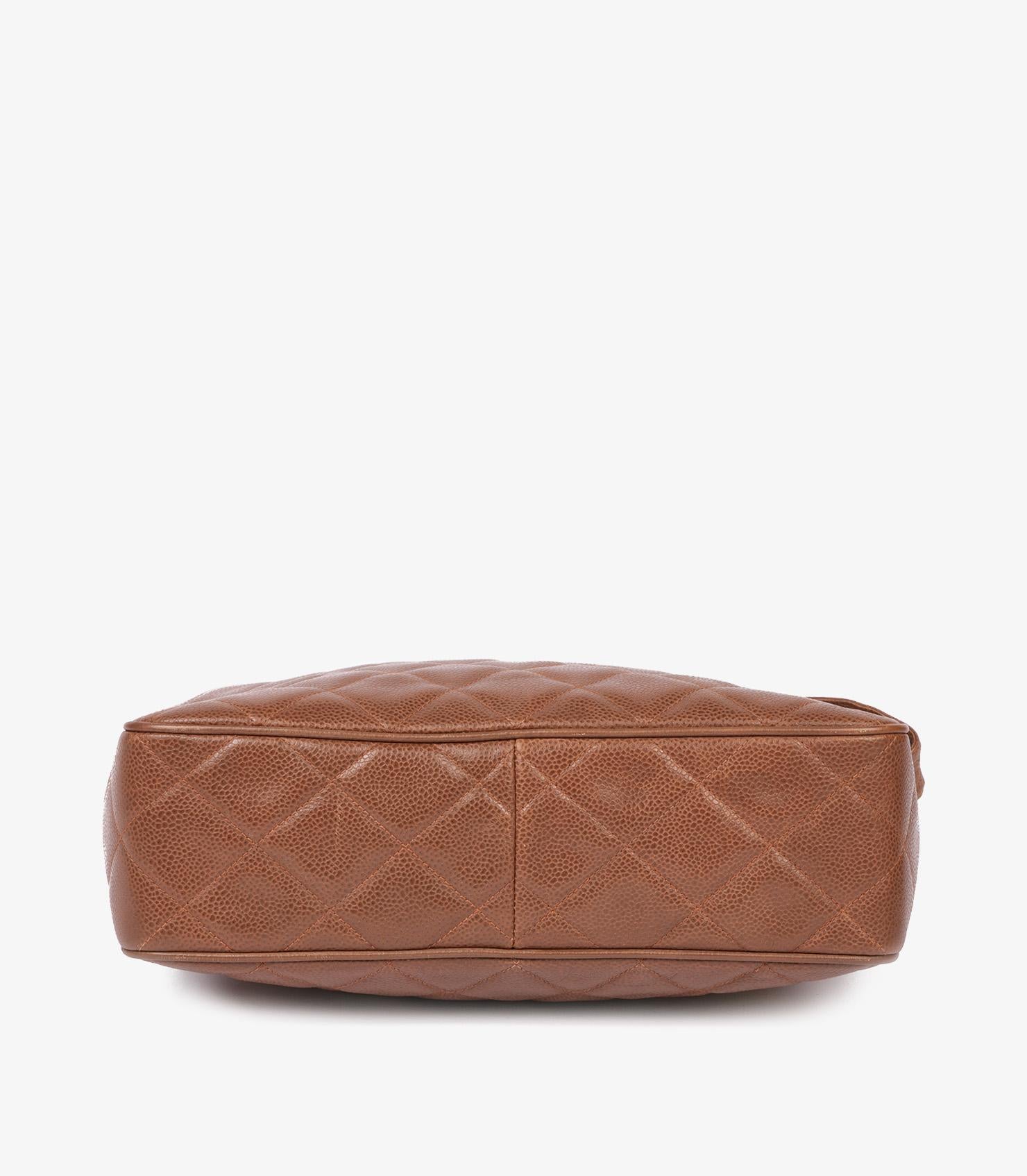 Chanel Brown Quilted Caviar Leather Vintage Timeless Camera Bag 3