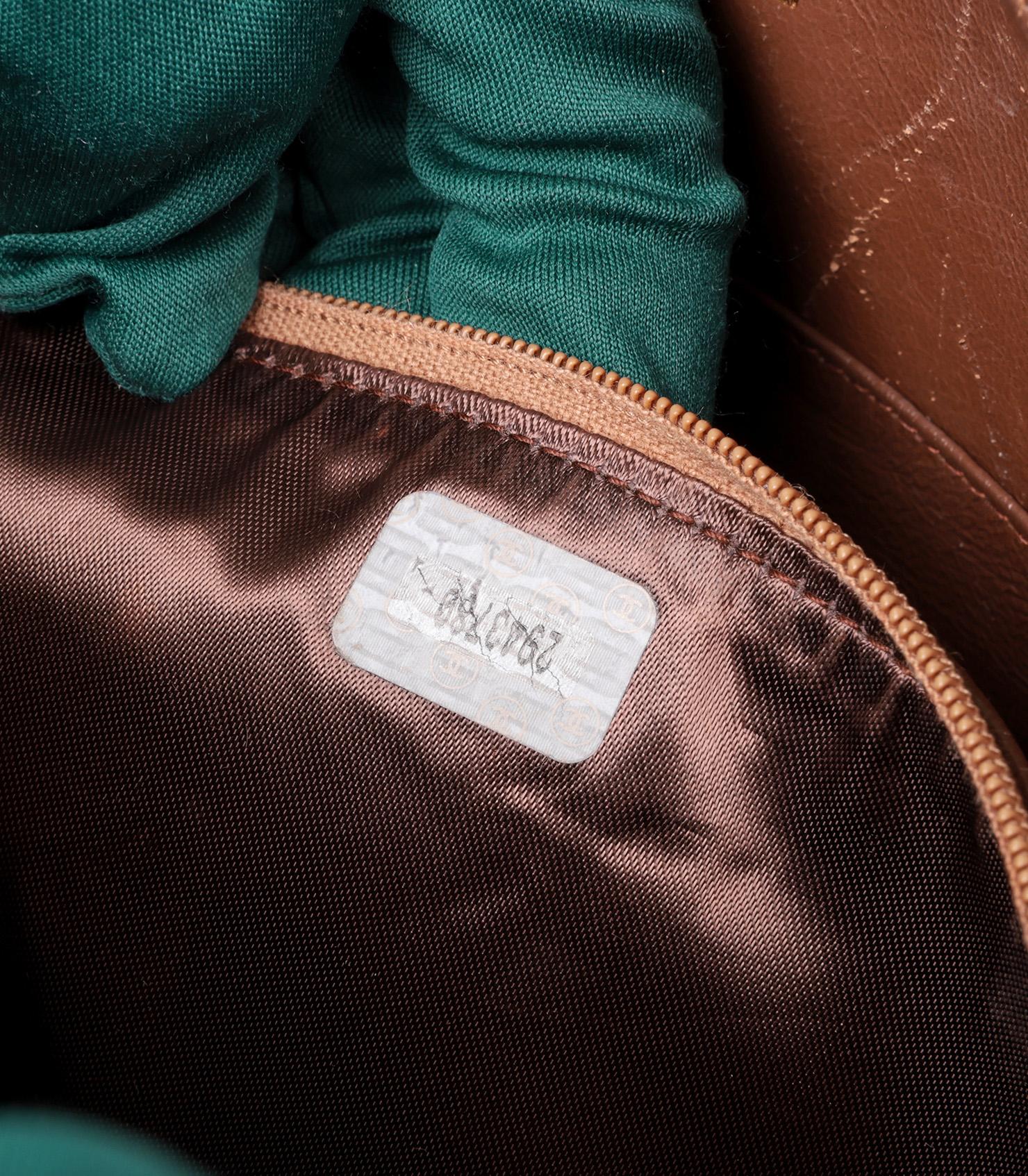 Chanel Brown Quilted Caviar Leather Vintage Timeless Camera Bag For Sale 5