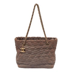 Chanel Brown Quilted Caviar Leather Wild Stitch Tote