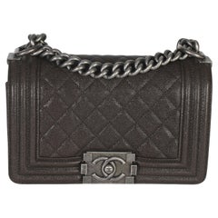 Chanel Brown Quilted Caviar Small Boy Bag