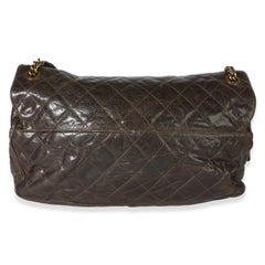 Chanel Brown Quilted Glazed Caviar Large Shiva Flap Bag