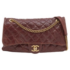 Chanel Brown Quilted Glazed Caviar Leather Jumbo Crave Easy Flap Bag