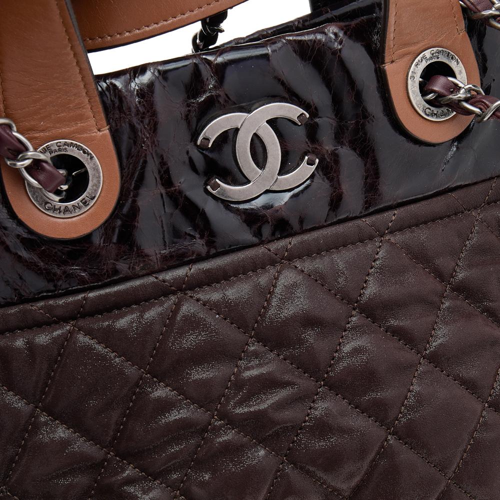 Women's Chanel Brown Quilted Iridescent Leather In-the-Mix Tote
