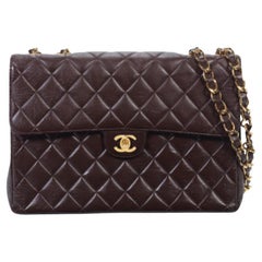 Chanel Brown Quilted Lambskin Jumbo Flap 1997-1999 
