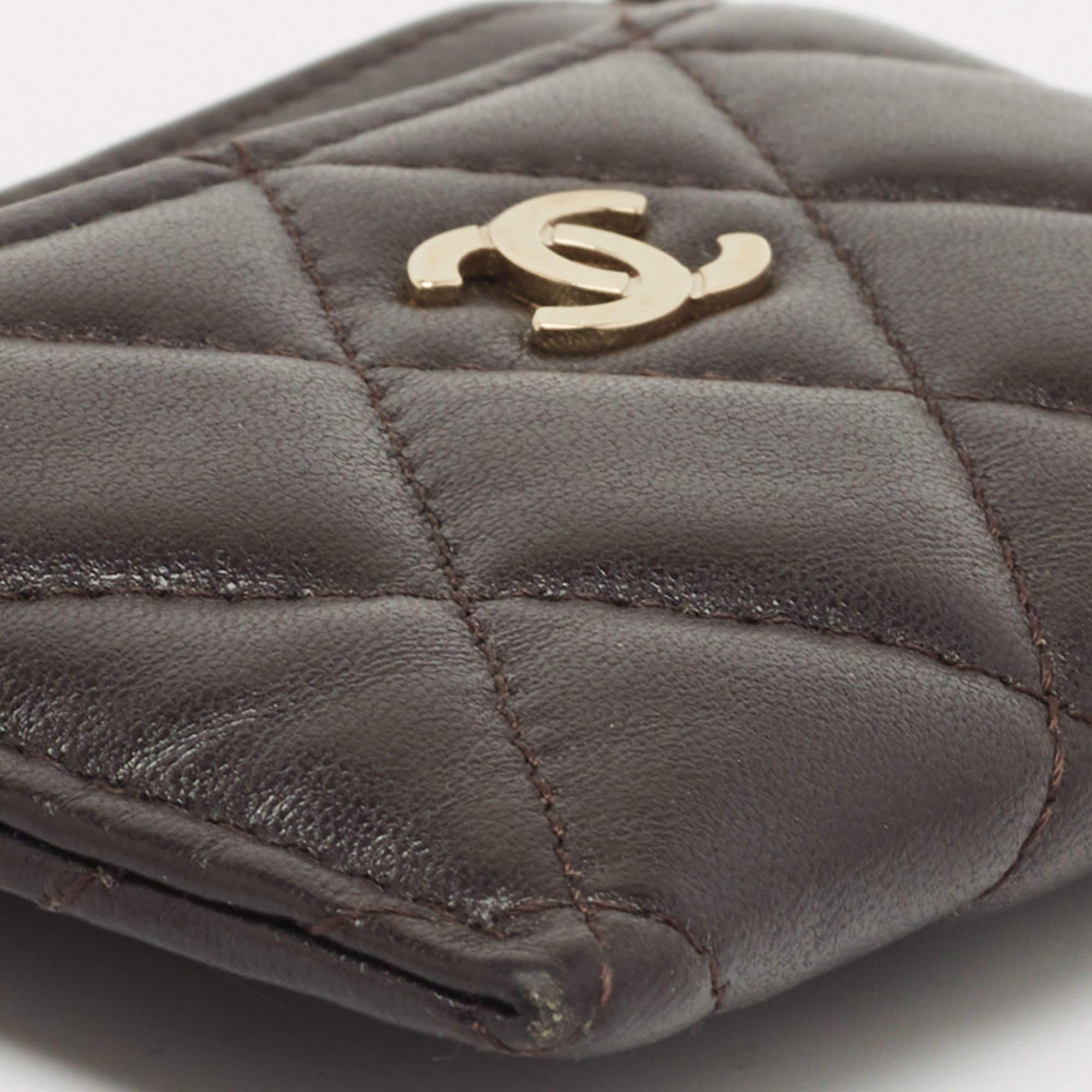 Chanel Brown Quilted Lambskin Leather Classic Card Holder 2