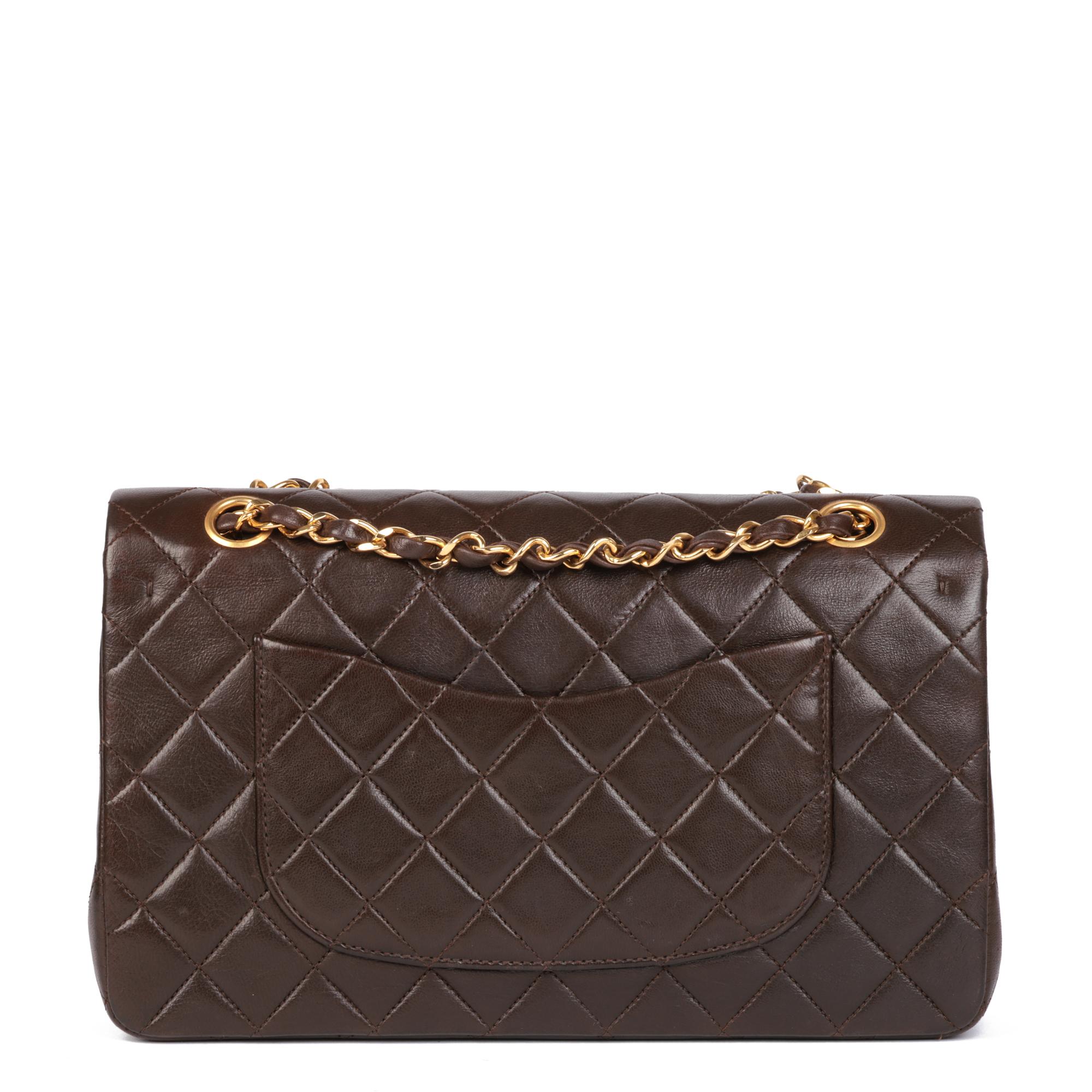 CHANEL Brown Quilted Lambskin Vintage Medium Classic Double Flap Bag 2