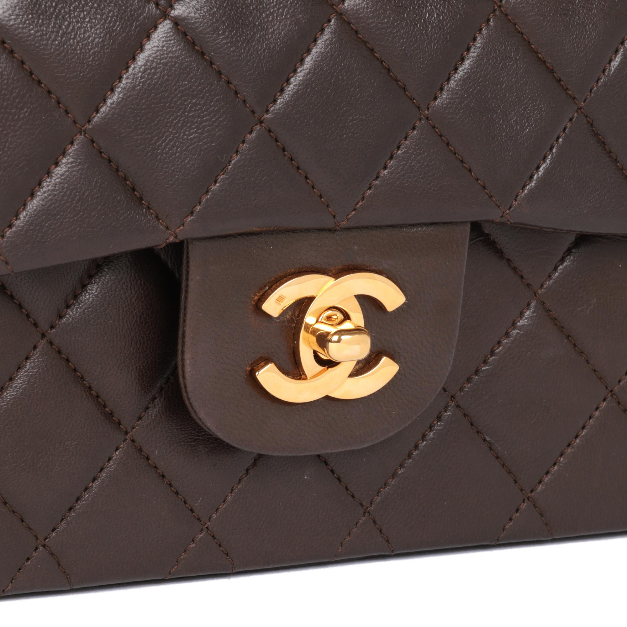 CHANEL Brown Quilted Lambskin Vintage Medium Classic Double Flap Bag 3