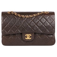CHANEL Brown Quilted Lambskin Vintage Medium Classic Double Flap Bag